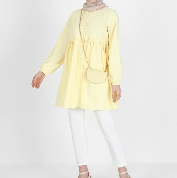 Yellow crew neck tunic - Picture 3 of 5